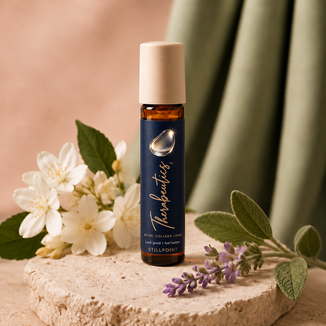 Stillpoint Meditation Oil — Jasmine + Clary Sage — Therabeutics packaging mockup